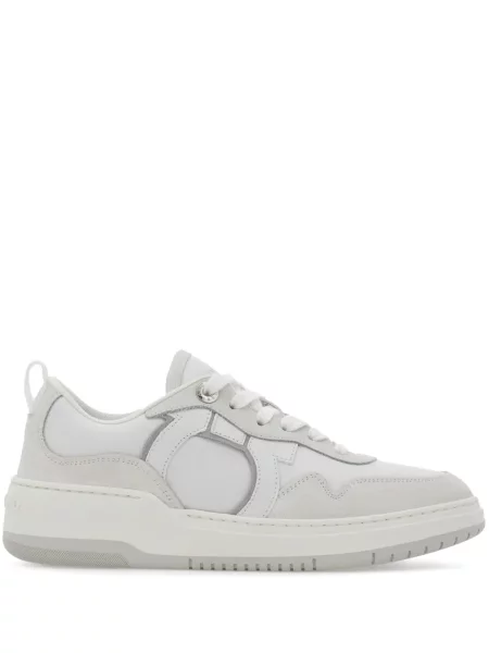 Sneakerși Ferragamo cu șireturi din dantelă alb