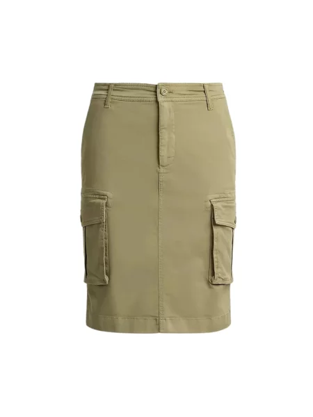 Wąska spódnica midi z mieszanka bawełny Lauren Ralph Lauren zielona