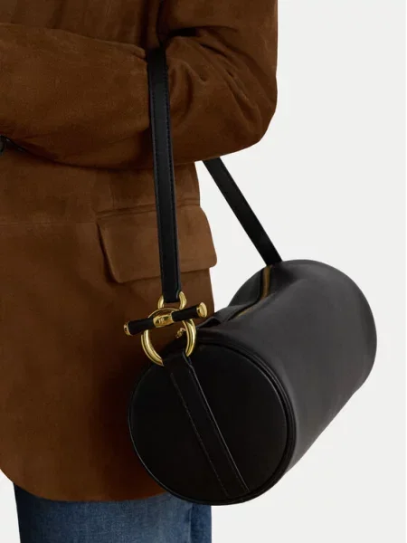 Lauren Ralph Lauren torebka bagietka skórzana czarna