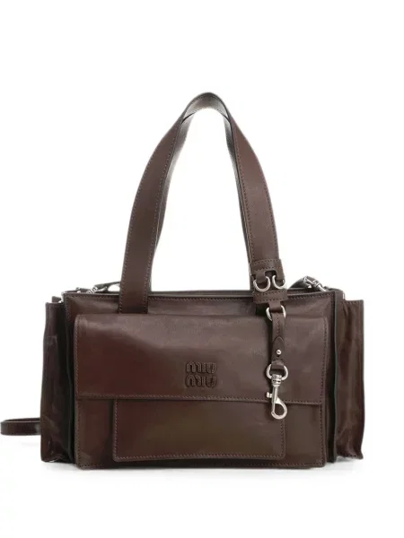 Geantă shopper Miu Miu din piele maro
