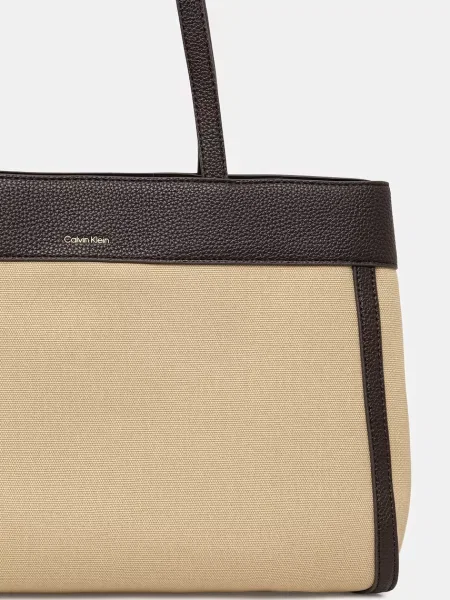 Calvin Klein Torebka Ck Canvas Medium Tote beżowy
