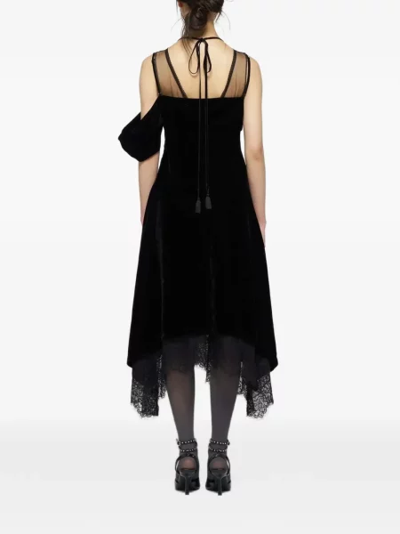 Rochie midi Tanaka Daisuke de catifea negru