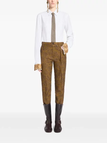 Pantaloni Dries Van Noten din jacard maro