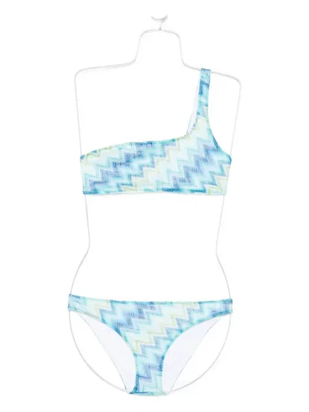 Bikini Missoni cu un umăr gol albastru