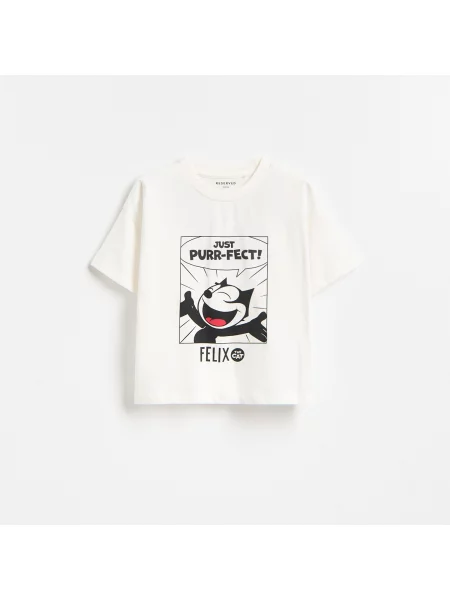 Reserved Felix the Cat póló krémszínű
