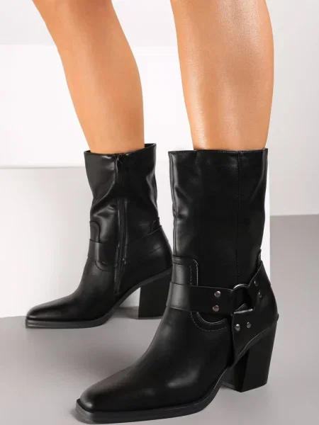 Botine Inny cu cataramă cu toc conic conici negru
