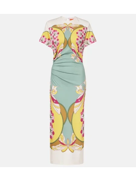 Sukienka midi La Doublej z nadrukiem z dżerseju biała