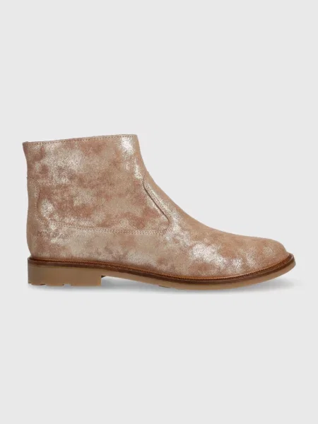 Pom D'api Dječje gležnjače od brušene kože SISTER BOOTS bež