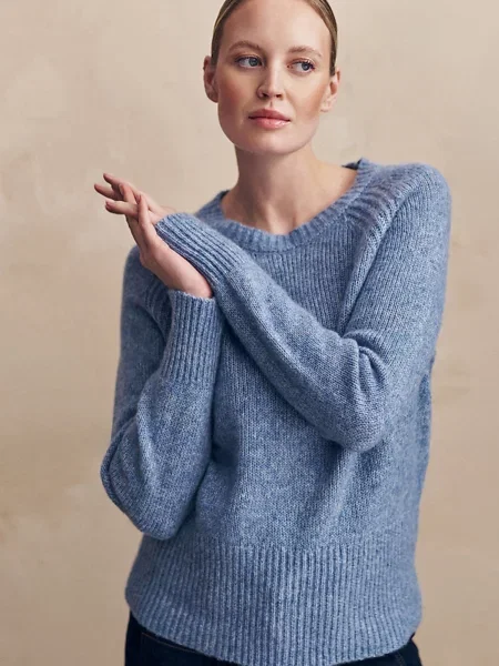 Вълнен меланжов вълнен пуловер Tatuum бяло