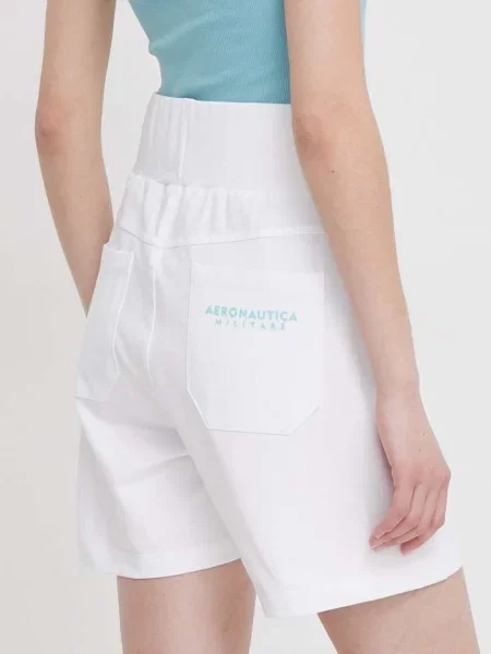 Kraťasy Aeronautica Militare hladké high waist bílá