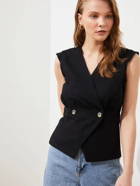 Bluză Trendyol fără mâneci negru