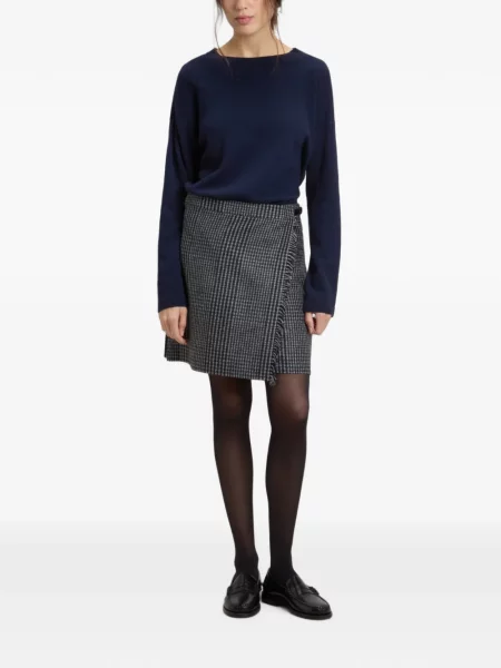 Fusta mini Woolrich cu franjuri în carouri gri