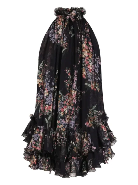 Rochie mini Dolce & Gabbana cu model floral cu volane de costum negru
