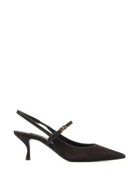 Pantofi cu toc Dolce & Gabbana slingback cu autograf maro