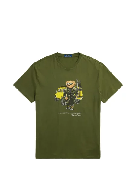 Tricou polo Polo Ralph Lauren cu glugă cu blană cu broderie roșu