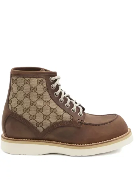 Botine Gucci cu șireturi din dantelă maro