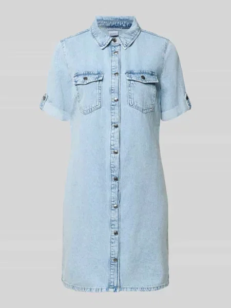 Taliowana sukienka dżinsowa z mieszanki bawełny Vero Moda niebieska