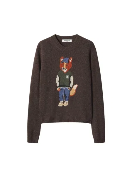 Sweter Maison Kitsune brązowy