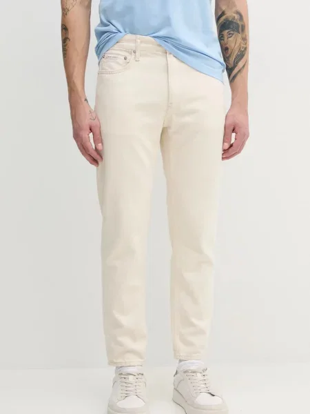 Дънки с лен Calvin Klein Jeans бежово