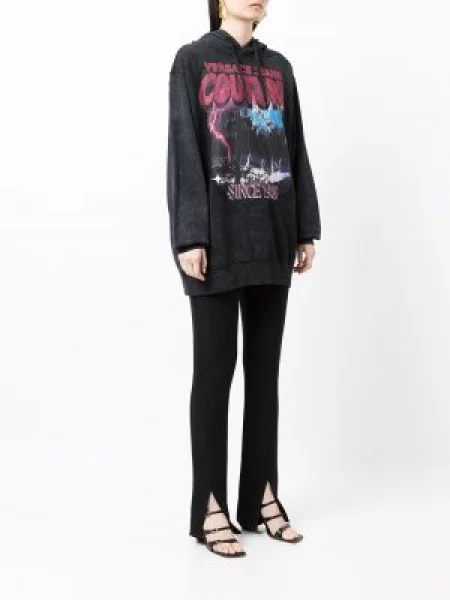 Hanorac cu glugă Versace Jeans Couture cu imagine negru