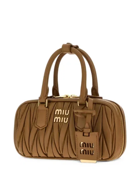 Geantă shopper Miu Miu din piele maro