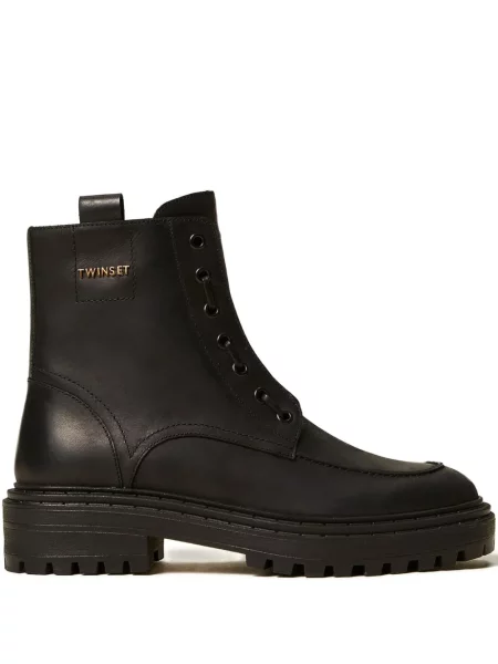 Botine Twinset cu șireturi din dantelă chunky negru