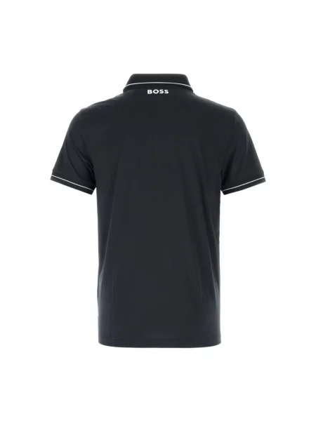 Koszulka polo Boss z krótkim rękawem ze stretchu niebieska