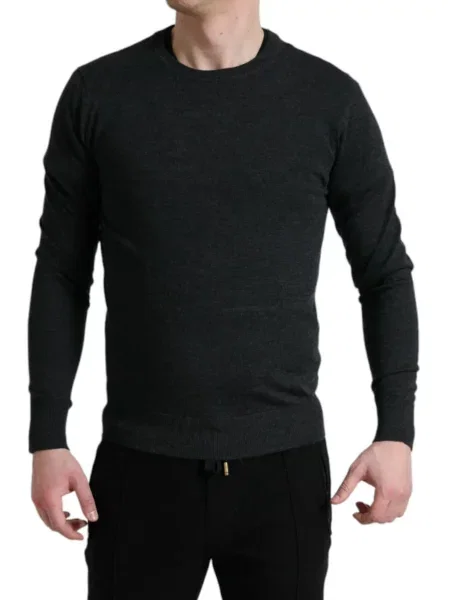 Pulover Dolce & Gabbana cu decolteu rotund gri