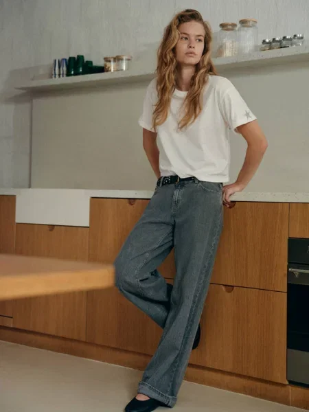 Koszulka z gwiazdkami złamana biel Teen XXS MANGO TEEN