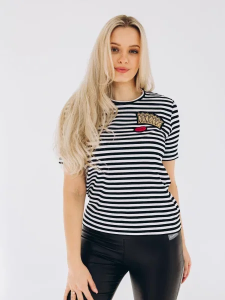 RADADA Marškinėliai CROWN AND RED LIPS' juoda