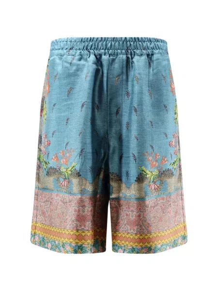 Pantaloni scurți Pierre-louis Mascia de mătase cu model floral cu imagine albastru