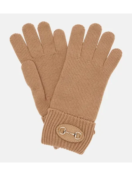 Volnene rokavice Gucci bež