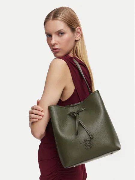 Kabelka BOSS Anett Drawstring Tmavo zelená
