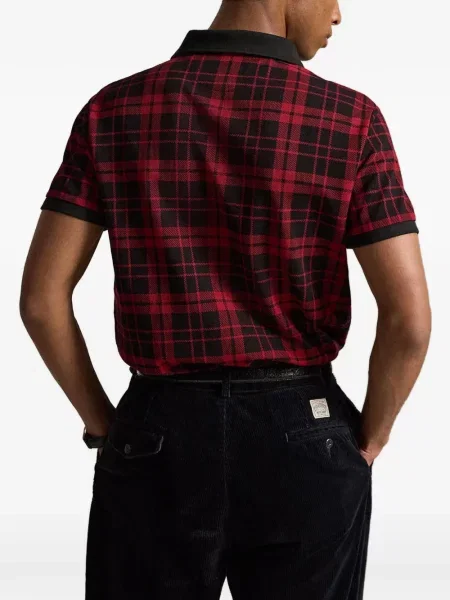 Hálós kockás pólóing Polo Ralph Lauren nyomtatás fekete