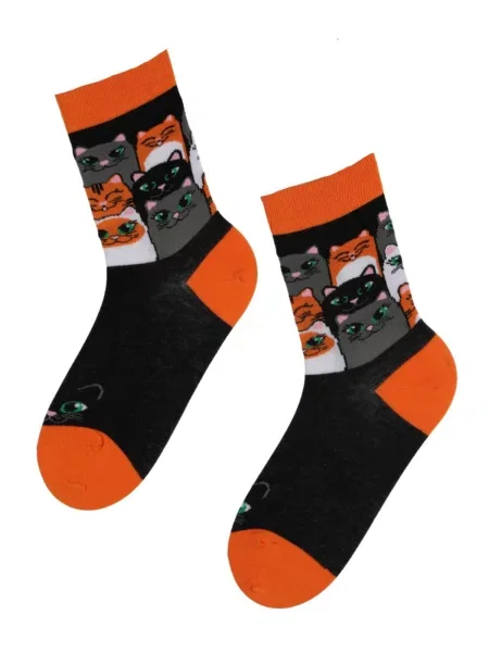 Sokisahtel Ponožky CATS PARTY funky colourful socks with cats mix barev