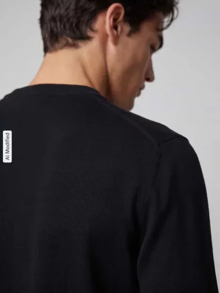 Sweter o kroju regular fit z czystej bawełny model TORINO' Selected czarny