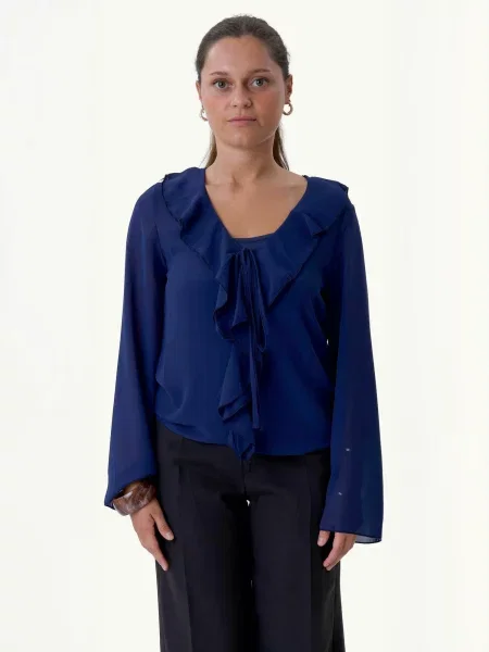 TEESHOPPEN Bluză bleumarin alba