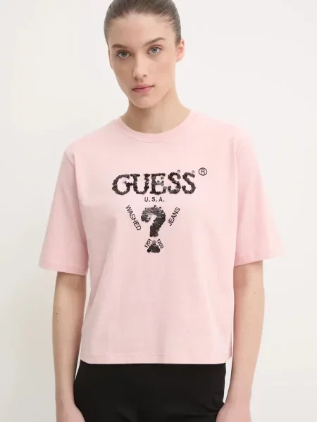Тениска Guess AURLIE розово