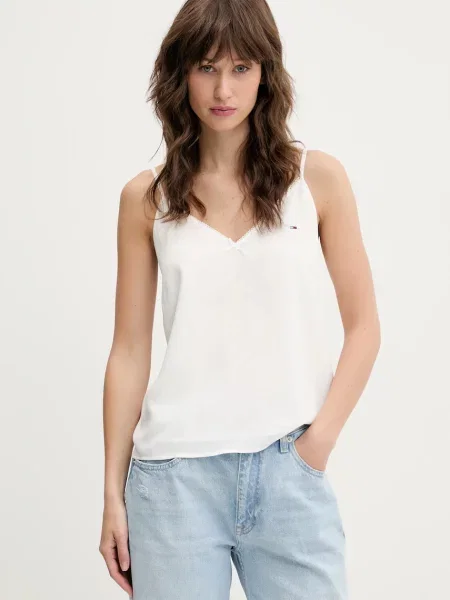 Блуза Tommy Jeans с изчистен дизайн бяло
