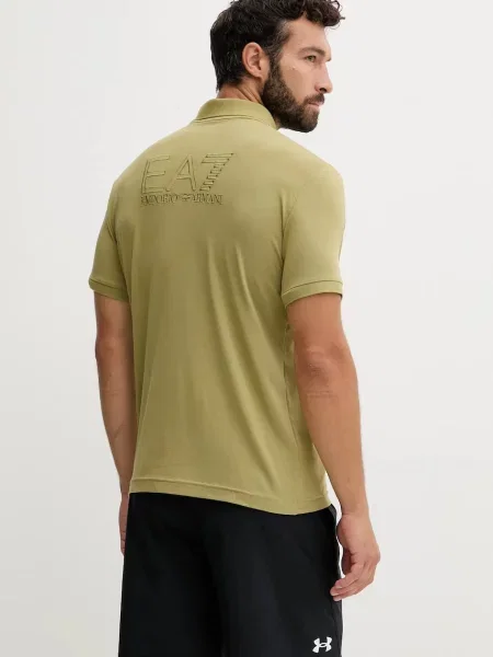 Однотонное поло Ea7 Emporio Armani зеленое