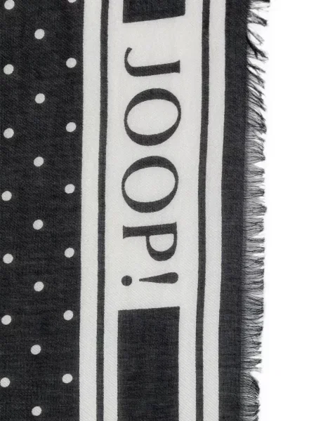 Fular Joop! cu franjuri cu buline negru