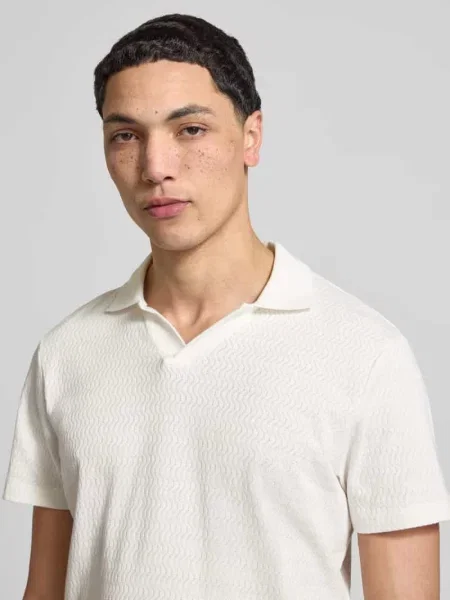 Koszulka polo o kroju regular fit ze strukturalnym wzorem model Heskild' Blend białe