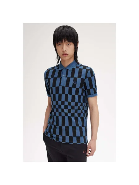 Košeľa Fred Perry s potlačou modrá