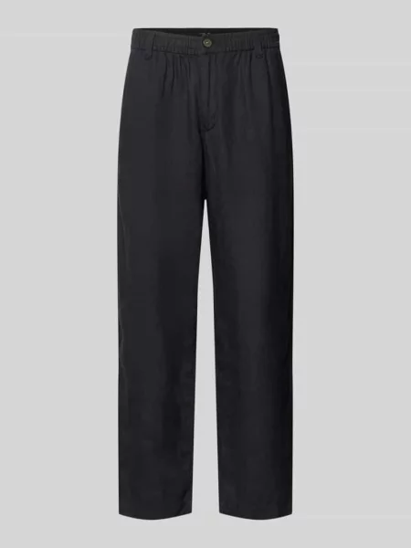 Spodnie lniane z wpuszczanymi model KARL LAWRENCE' Jack & Jones Premium czarne