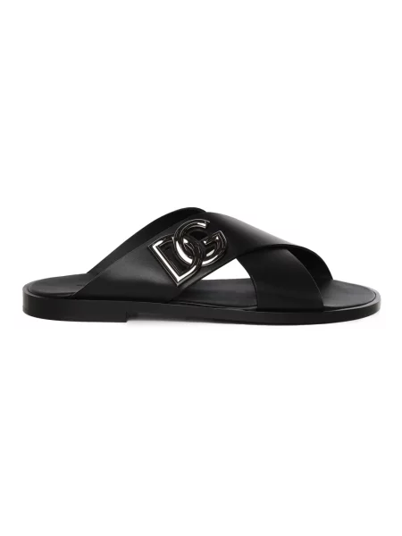 Klapki Dolce And Gabbana z logo czarne