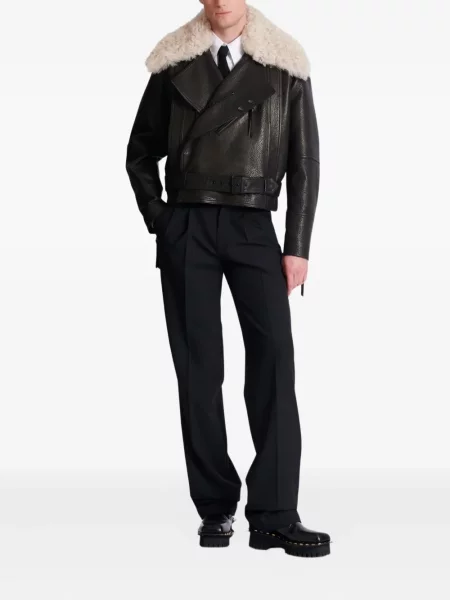 Geanta de piele Balmain negru