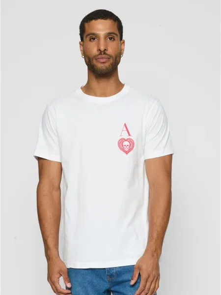 Majica Mister Tee z vzorcem srca bela