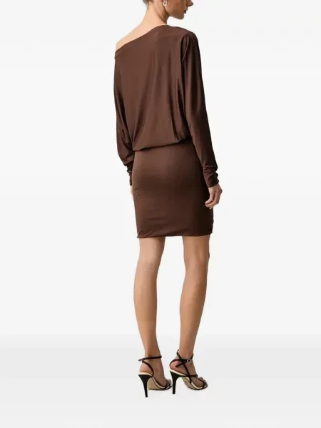Rochie mini Guess drapată maro
