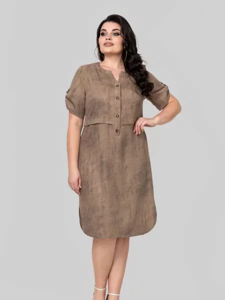 Лляна Сукня міді All Posa бежевий