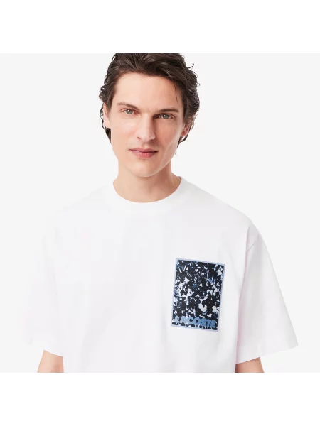 Lacoste Koszulka Z Bawełnianego Dżerseju O Luźnym Kroju biała